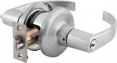 Stanley - Grade 2 Storeroom Lever Lockset - 2-3/8 & 2-3/4" Back Set, Brass Alloy, Satin Chrome Finish - Exact Industrial Supply