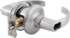 Stanley - Grade 2 Storeroom Lever Lockset - 2-3/8 & 2-3/4" Back Set, Brass Alloy, Satin Chrome Finish - Exact Industrial Supply