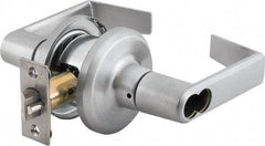 Stanley - Grade 2 Office Lever Lockset - 2-3/8 & 2-3/4" Back Set, Brass Alloy, Satin Chrome Finish - Exact Industrial Supply