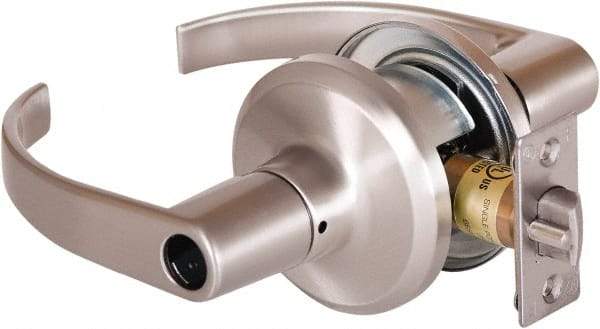 Stanley - Grade 2 Office Lever Lockset - 2-3/8 & 2-3/4" Back Set, Brass Alloy, Satin Nickel Finish - Exact Industrial Supply
