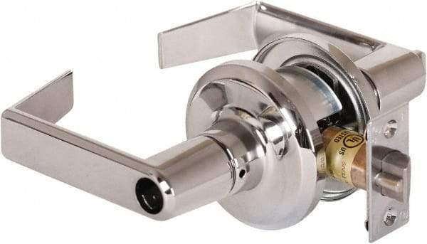 Stanley - Grade 2 Office Lever Lockset - 2-3/8 & 2-3/4" Back Set, Brass Alloy, Bright Chrome Finish - Exact Industrial Supply