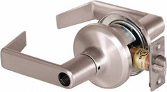 Stanley - Grade 2 Office Lever Lockset - 2-3/8 & 2-3/4" Back Set, Brass Alloy, Satin Nickel Finish - Exact Industrial Supply