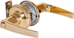 Stanley - Grade 2 Office Lever Lockset - 2-3/8 & 2-3/4" Back Set, Brass Alloy, Bright Brass Finish - Exact Industrial Supply