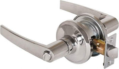 Stanley - Grade 2 Privacy Lever Lockset - 2-3/8 & 2-3/4" Back Set, Keyless Cylinder, Brass Alloy, Bright Chrome Finish - Exact Industrial Supply