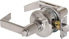 Stanley - Grade 2 Privacy Lever Lockset - 2-3/8 & 2-3/4" Back Set, Keyless Cylinder, Brass Alloy, Bright Chrome Finish - Exact Industrial Supply