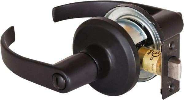 Stanley - Grade 2 Privacy Lever Lockset - 2-3/8 & 2-3/4" Back Set, Keyless Cylinder, Brass Alloy, Oil Rubbed Bronze Finish - Exact Industrial Supply