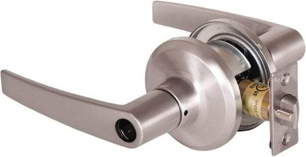 Stanley - Grade 2 Office Lever Lockset - 2-3/8 & 2-3/4" Back Set, Brass Alloy, Satin Nickel Finish - Exact Industrial Supply