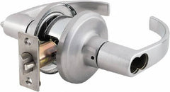 Stanley - Grade 2 Office Lever Lockset - 2-3/8 & 2-3/4" Back Set, Brass Alloy, Satin Chrome Finish - Exact Industrial Supply