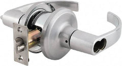 Stanley - Grade 2 Classroom Lever Lockset - 2-3/8 & 2-3/4" Back Set, Brass Alloy, Satin Chrome Finish - Exact Industrial Supply
