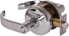 Stanley - Grade 2 Entrance Lever Lockset - 2-3/4" Back Set, Key In Lever Cylinder, Brass Alloy, Bright Chrome Finish - Exact Industrial Supply