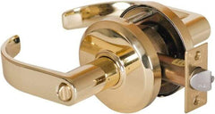 Stanley - Grade 2 Entrance Lever Lockset - 2-3/4" Back Set, Key In Lever Cylinder, Brass Alloy, Bright Brass Finish - Exact Industrial Supply