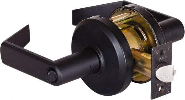 Stanley - Grade 2 Entrance Lever Lockset - 2-3/4" Back Set, Key In Lever Cylinder, Brass Alloy, Oil Rubbed Bronze Finish - Exact Industrial Supply