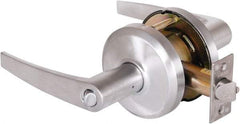 Stanley - Grade 2 Entrance Lever Lockset - 2-3/4" Back Set, Key In Lever Cylinder, Brass Alloy, Satin Chrome Finish - Exact Industrial Supply