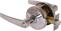 Stanley - Grade 2 Entrance Lever Lockset - 2-3/4" Back Set, Key In Lever Cylinder, Brass Alloy, Bright Chrome Finish - Exact Industrial Supply