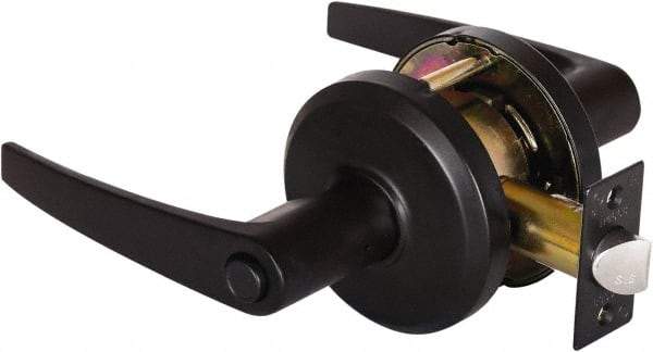 Stanley - Grade 2 Privacy Lever Lockset - 2-3/4" Back Set, Keyless Cylinder, Brass Alloy, Oil Rubbed Bronze Finish - Exact Industrial Supply