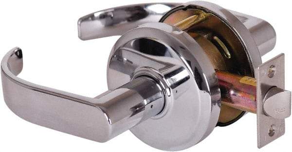 Stanley - Grade 2 Passage Lever Lockset - 2-3/4" Back Set, Keyless Cylinder, Brass Alloy, Bright Chrome Finish - Exact Industrial Supply