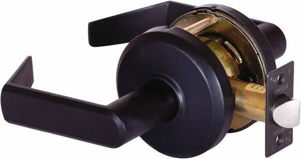 Stanley - Grade 2 Passage Lever Lockset - 2-3/4" Back Set, Keyless Cylinder, Brass Alloy, Oil Rubbed Bronze Finish - Exact Industrial Supply