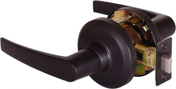 Stanley - Grade 2 Passage Lever Lockset - 2-3/4" Back Set, Keyless Cylinder, Brass Alloy, Oil Rubbed Bronze Finish - Exact Industrial Supply
