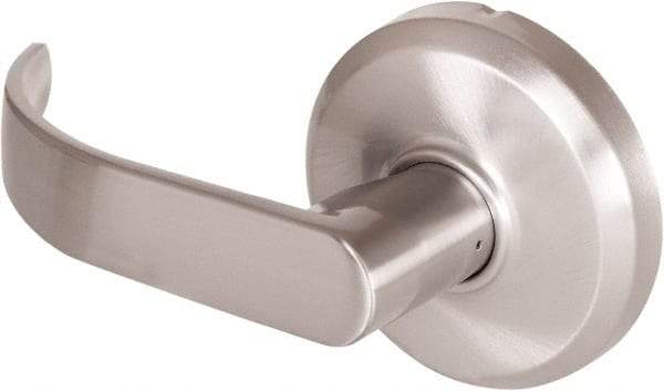 Stanley - Grade 2 Dummy Lever Lockset - 2-3/4" Back Set, Keyless Cylinder, Brass Alloy, Nickel Finish - Exact Industrial Supply