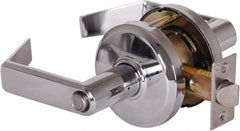 Stanley - Grade 2 Privacy Lever Lockset - 2-3/4" Back Set, Keyless Cylinder, Brass Alloy, Bright Chrome Finish - Exact Industrial Supply