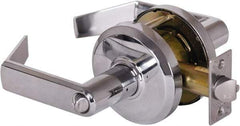 Stanley - Grade 2 Entrance Lever Lockset - 2-3/4" Back Set, Key In Lever Cylinder, Brass Alloy, Bright Chrome Finish - Exact Industrial Supply