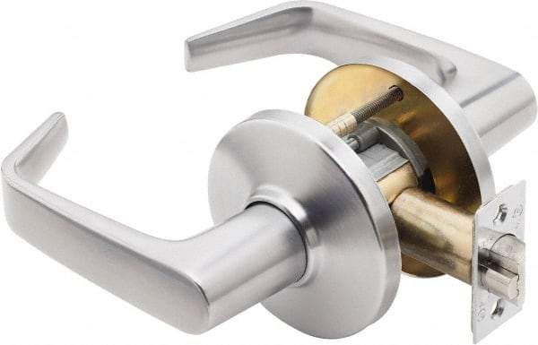 Best - Grade 1 Entrance Lever Lockset - 2-3/4" Back Set, Key In Lever Cylinder, Brass Alloy, Satin Chrome Finish - Exact Industrial Supply