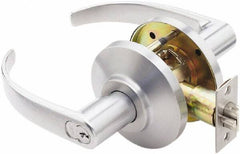 Best - Grade 2 Storeroom Lever Lockset - 2-3/4" Back Set, Key In Lever Cylinder, Brass Alloy, Satin Chrome Finish - Exact Industrial Supply