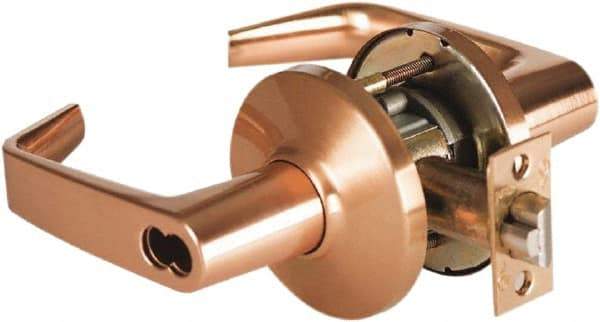 Best - Grade 2 Entrance Lever Lockset - 2-3/4" Back Set, Key In Lever Cylinder, Brass Alloy, Satin Bronze Finish - Exact Industrial Supply