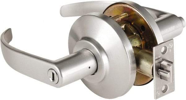Best - Grade 2 Passage Lever Lockset - 2-3/4" Back Set, Keyless Cylinder, Brass Alloy, Satin Chrome Finish - Exact Industrial Supply