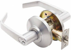 Best - Grade 2 Entrance Lever Lockset - 2-3/4" Back Set, Key In Lever Cylinder, Brass Alloy, Satin Chrome Finish - Exact Industrial Supply