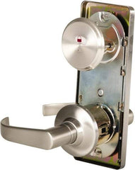 Stanley - Grade 2 Passage Lever Lockset - 2-3/4" Back Set, Keyless Cylinder, Brass Alloy, Nickel Finish - Exact Industrial Supply