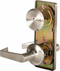 Stanley - Grade 2 Passage Lever Lockset - 2-3/4" Back Set, Keyless Cylinder, Brass Alloy, Nickel Finish - Exact Industrial Supply