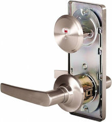 Stanley - Grade 2 Passage Lever Lockset - 2-3/4" Back Set, Keyless Cylinder, Brass Alloy, Nickel Finish - Exact Industrial Supply