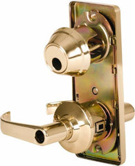 Stanley - Grade 2 Entry Lever Lockset - 2-3/4" Back Set, Key In Lever Cylinder, Brass Alloy, Bright Brass Finish - Exact Industrial Supply