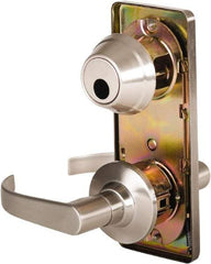 Stanley - Grade 2 Passage Lever Lockset - 2-3/4" Back Set, Keyless Cylinder, Brass Alloy, Nickel Finish - Exact Industrial Supply