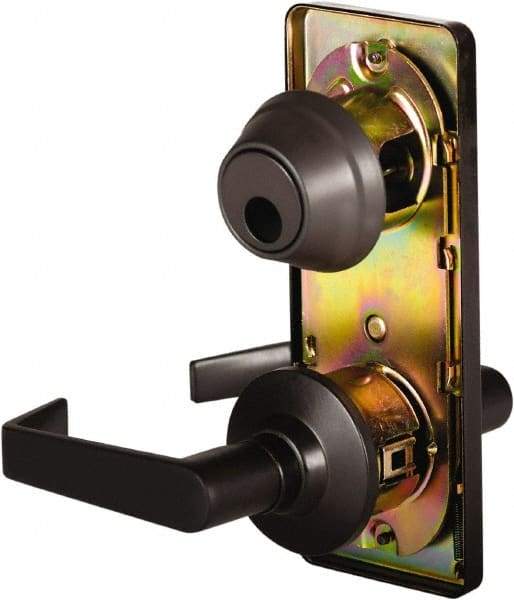 Stanley - Grade 2 Passage Lever Lockset - 2-3/4" Back Set, Keyless Cylinder, Brass Alloy, Oil Rubbed Bronze Finish - Exact Industrial Supply