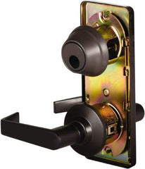 Stanley - Grade 2 Passage Lever Lockset - 2-3/4" Back Set, Keyless Cylinder, Brass Alloy, Oil Rubbed Bronze Finish - Exact Industrial Supply