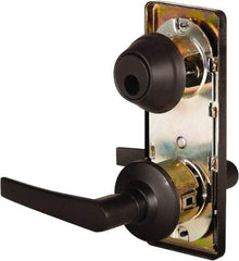 Stanley - Grade 2 Passage Lever Lockset - 2-3/4" Back Set, Keyless Cylinder, Brass Alloy, Oil Rubbed Bronze Finish - Exact Industrial Supply