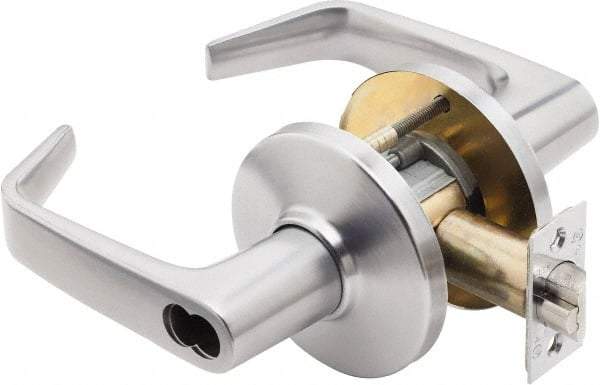 Best - Grade 1 Dormitory Lever Lockset - 2-3/4" Back Set, Keyless Cylinder, Brass Alloy, Satin Chrome Finish - Exact Industrial Supply