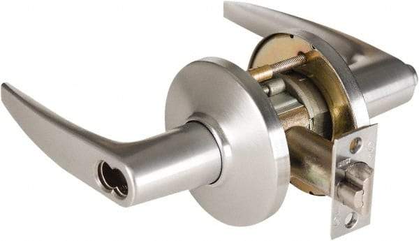 Best - Grade 1 Dormitory Lever Lockset - 2-3/4" Back Set, Keyless Cylinder, Brass Alloy, Satin Chrome Finish - Exact Industrial Supply