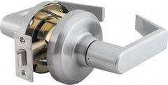 Stanley - Grade 1 Passage Lever Lockset - 2-3/4" Back Set, Keyless Cylinder, Brass Alloy, Satin Chrome Finish - Exact Industrial Supply