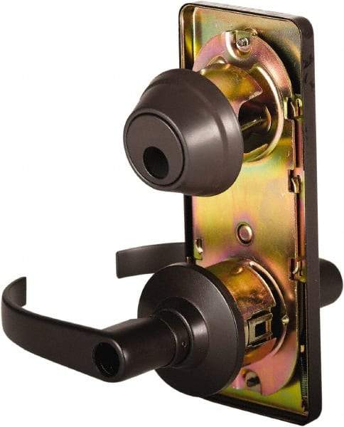 Stanley - Grade 2 Entry Lever Lockset - 2-3/4" Back Set, Key In Lever Cylinder, Brass Alloy, Oil Rubbed Bronze Finish - Exact Industrial Supply