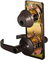 Stanley - Grade 2 Entry Lever Lockset - 2-3/4" Back Set, Key In Lever Cylinder, Brass Alloy, Oil Rubbed Bronze Finish - Exact Industrial Supply