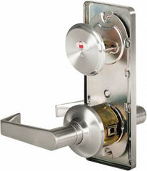 Stanley - Grade 2 Passage Lever Lockset - 2-3/4" Back Set, Keyless Cylinder, Brass Alloy, Satin Chrome Finish - Exact Industrial Supply