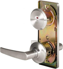 Stanley - Grade 2 Passage Lever Lockset - 2-3/4" Back Set, Keyless Cylinder, Brass Alloy, Satin Chrome Finish - Exact Industrial Supply