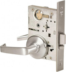 Best - Grade 1 Storeroom Lever Lockset - 2-3/4" Back Set, Keyless Cylinder, Brass Alloy, Satin Chrome Finish - Exact Industrial Supply