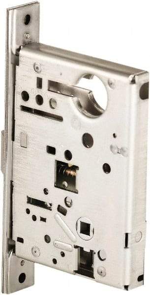 Stanley - Grade 1 Storeroom Lever Lockset - 2-3/4" Back Set, Best SFIC Cylinder, Brass Alloy, Satin Chrome Finish - Exact Industrial Supply