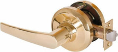 Stanley - Grade 1 Communicating Lever Lockset - 2-3/4" Back Set, Key In Lever Cylinder, Brass Alloy, Bright Brass Finish - Exact Industrial Supply