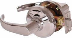 Stanley - Grade 1 Passage Lever Lockset - 2-3/4" Back Set, Keyless Cylinder, Brass Alloy, Bright Chrome Finish - Exact Industrial Supply