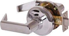 Stanley - Grade 1 Passage Lever Lockset - 2-3/4" Back Set, Keyless Cylinder, Brass Alloy, Bright Chrome Finish - Exact Industrial Supply